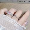 Sweet Pink Zircon Super Fairy Open Ring Bow Exquisite Niche Light Luxury High-End Ring Woman