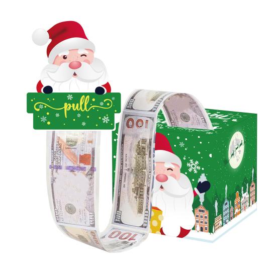 Christmas Money Box Pull-out Cash Gift Box DIY Holiday Money Gift Box with Transparent Bags Christmas Money Holder Pull Box for Kids Adults