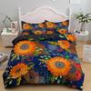 Sunflower Cow Bedding Set Kids Yellow Floral Cattle Duvet Cover King/Queen Size for Girls Teens,Western Bull Decor Quilt Cover