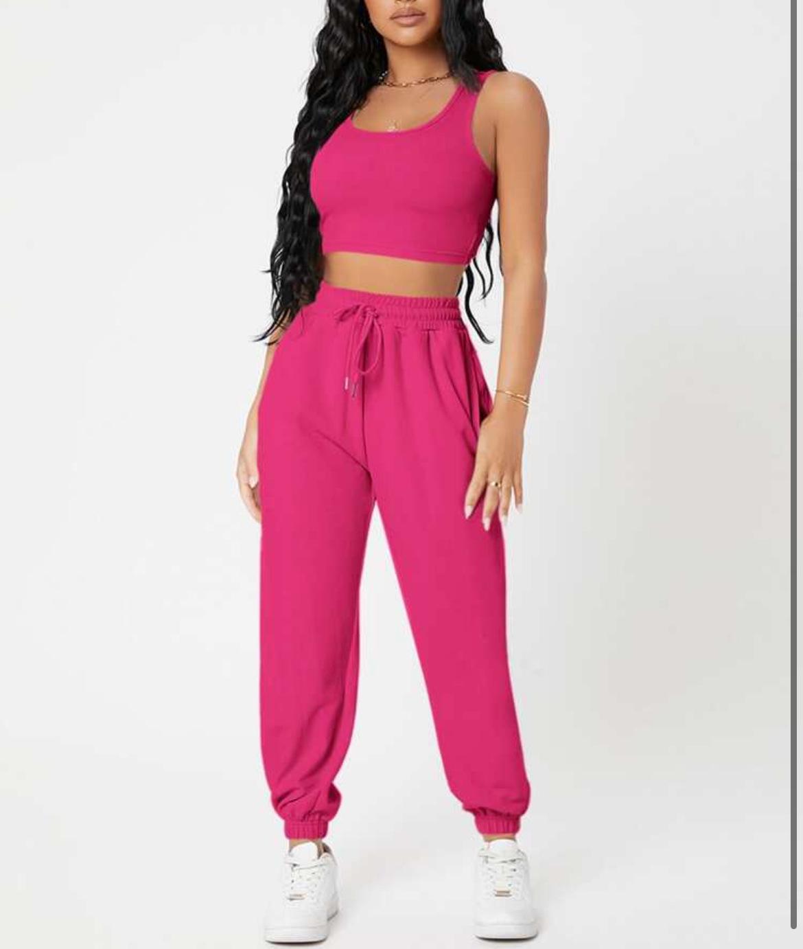 

«Женский однотонный жилет и брюки с высокой талией, весна 2024 г.» L розы красного