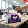 2D Flat, 1pc Tissue Box, Printed On Both Sides, Heart Shaped Lavender Arch Tissue Box Holder A Versatile Napkin Dispenser Suitable for Home, Parties, 