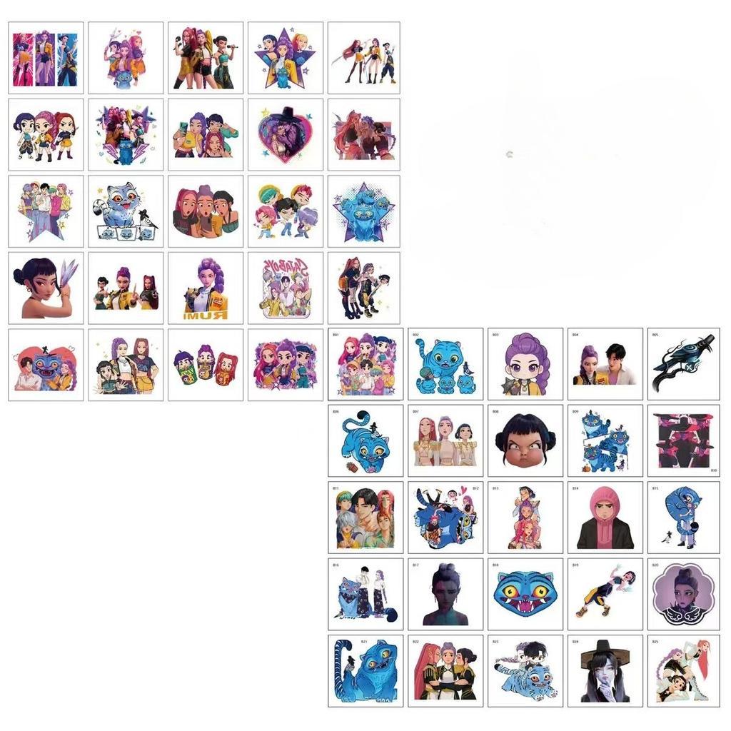 50pcs Kpop Demon Hunters Temporary Tattoo Sticker Rumi Cute Waterproof Tattoo For Birthday Party Gift