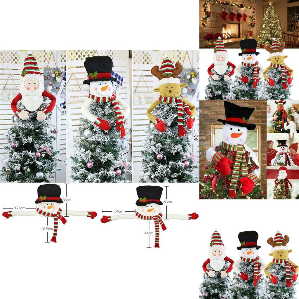 Enchanting Christmas Tree Top Topper Cover Featuring Adorable Snowman Hat Design