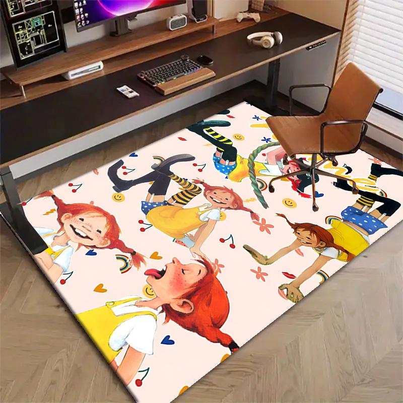 Custom Pippi Longstocking Mat Personalized Name, Polyester Washable Indoor Entryway Rug, Gift for Christmas, Easter, Thanksgiving Day