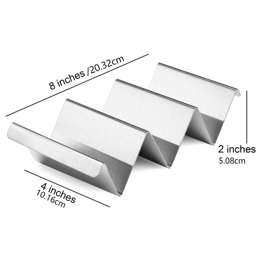Taco Holders 4 Packs - Stainless Steel Taco Stand Rack Tray Style, Oven Safe for Baking, Dishwasher and Grill Safe
