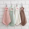 Hand Towel Coral Velvet  Grid Cartoon Hanging Style Bathroom Kitchen Dishwashing Thickened Absorbent Creative Cloth