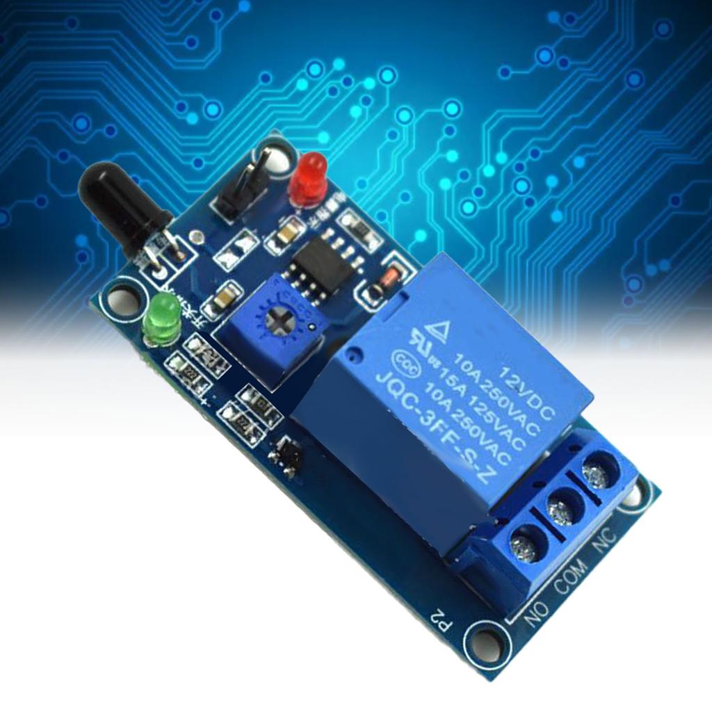 IR Flamme Sensor Modul Einstellbare Empfindlichkeit Feuer Alarm Erkennung Relais Modul DC 12V