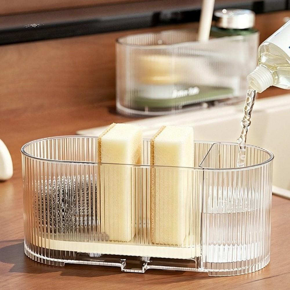 Transparent Sink Drainage Rack Plastic Sink Brush Holder Sink Storage Holder Bathroom