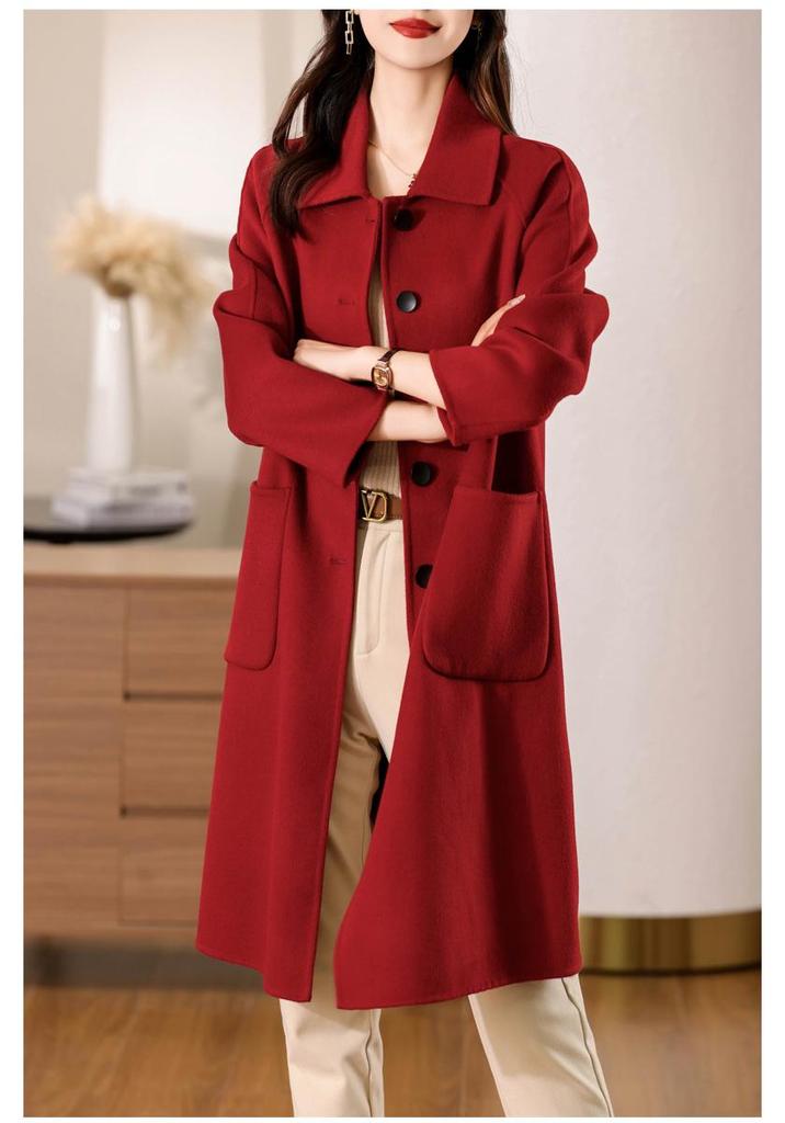 Women's 2025 Double-Faced Wool Coat: Mid-Length Fashion, High-End Style