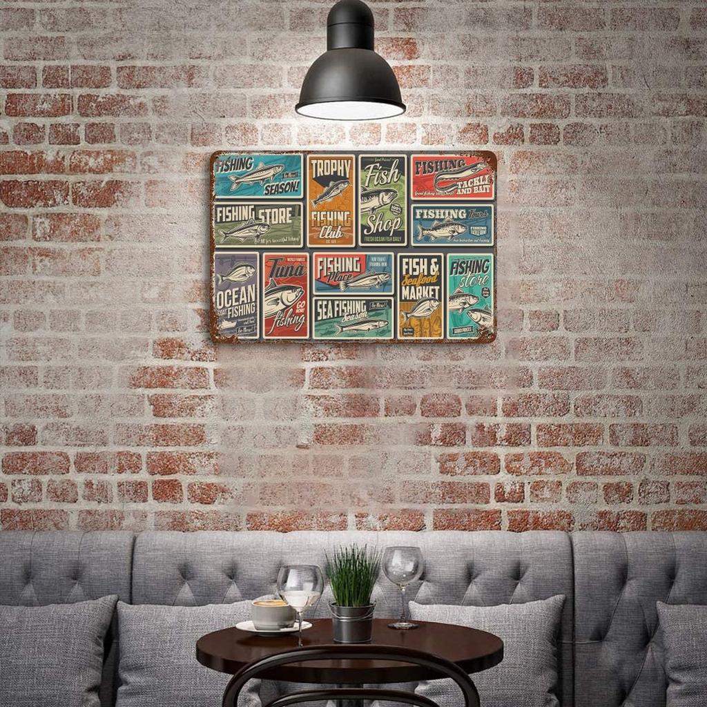 1-Pack aged metal sign decor, 20×30cm and 30×40cm, distressed rustic plaque for cafe, pub, garage or living room