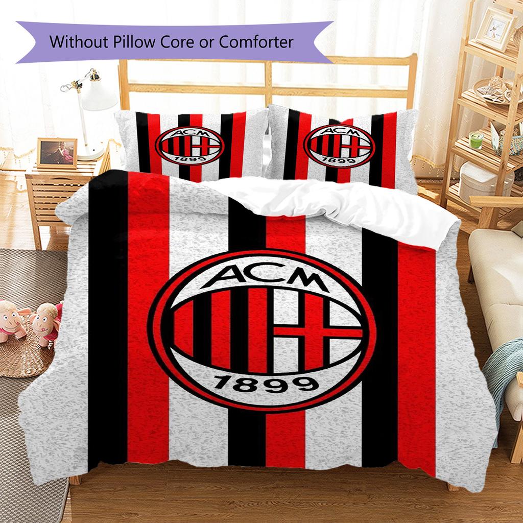 Set Biancheria da Letto con Fantasia AC Milan Copripiumino Federa Decorazione per la Casa Regalo (1 * copripiumino + 2 * federa, senza nucleo)