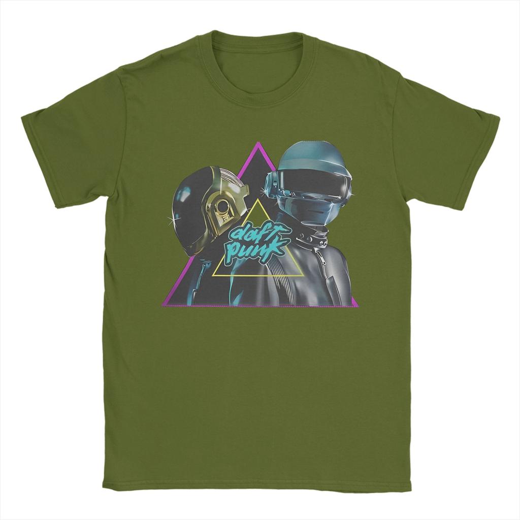 Mens TShirt Daft Punk Electronic Band Leisure 100 Cotton Tees Short Sleeve T Shirts Crewneck Tops Plus Size