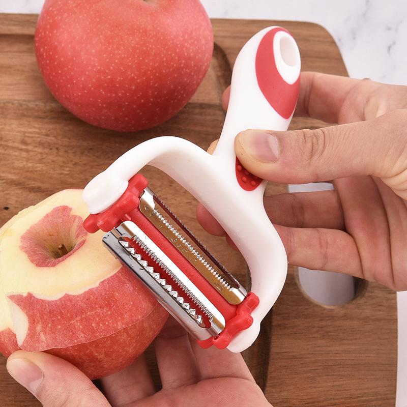 Pelador de Verduras 3 en 1 Creativo de Acero Inoxidable Rallador Giratorio de 360 Grados Rallador Multifunción Para Verduras Zanahoria Pepino