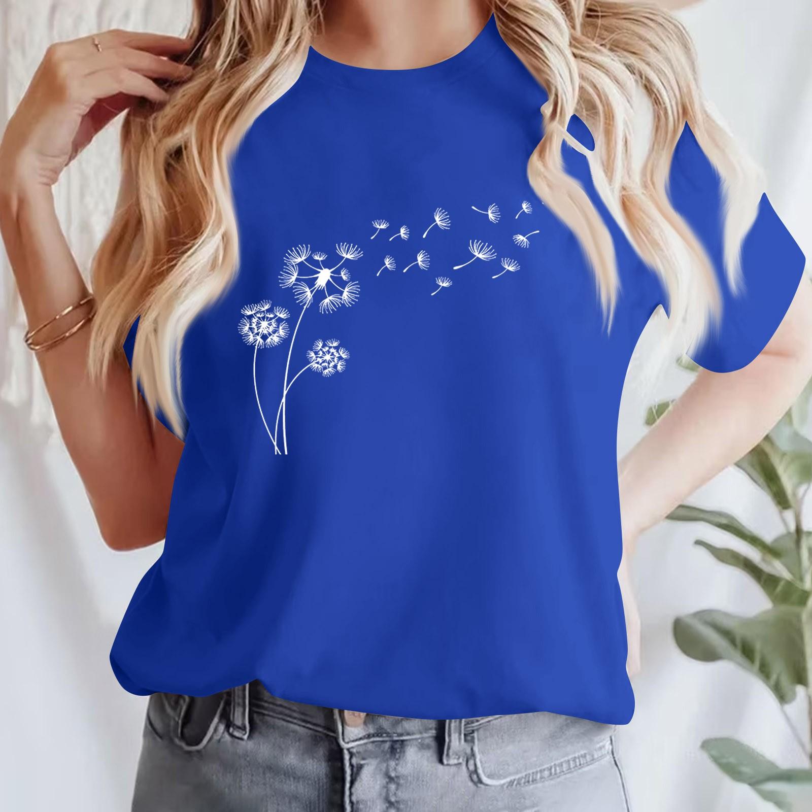 

Женская повседневная футболка с принтом, пуловер с круглым вырезом, топ с короткими рукавами M