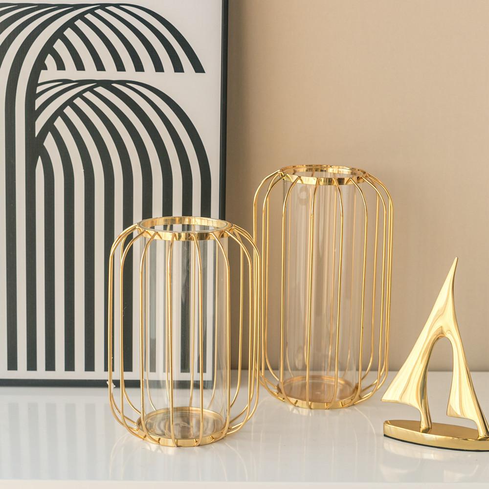 Arte Estético Decoración Familiar Maceta Florero De Hierro Tubo Colgante De Oro Rosa Nórdico Oficina Mesa Maceta Decoración De Mesa