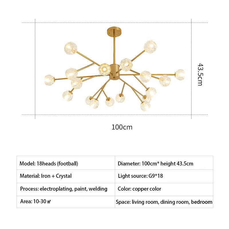 New Postmodern Ceiling Chandelier Light Luxury Living Room Simple Crystal Lighting Restaurant Bedroom Nordic Molecular Drop Lamp