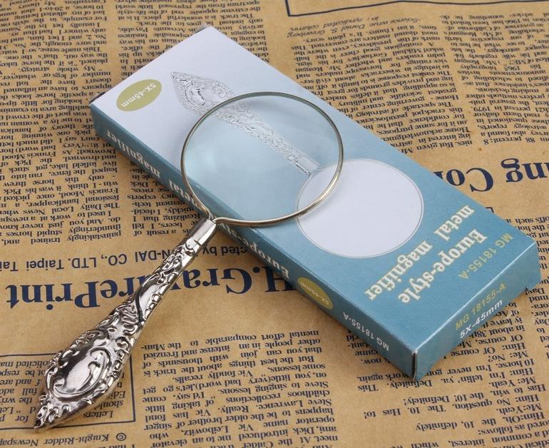 Russian Style 5X Gold Glass Lens Flower Handle High-grade Reading Magnifying Glass Embossed Handle