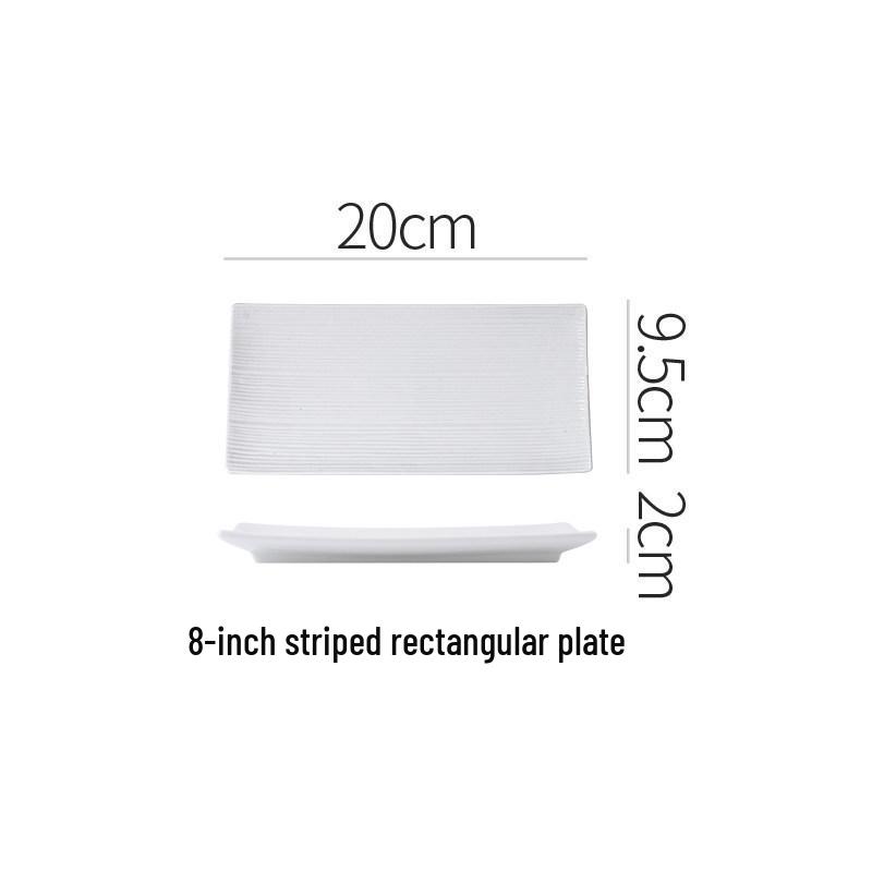 White Ceramic Rectangular Dish for Chicken Wings, Snacks, Pastries, Sushi, and Breakfast