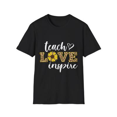 Sunflower Love T-Shirt, Teach Inspire Tee, Gift for Teachers, Summer Casual