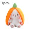 Kawaii Fruit Transfigured Easter Bunny Plush Toy Cute Carrot Strawberry Bag Turn Into Rabbit Plush Toy Kids Birthday Gift