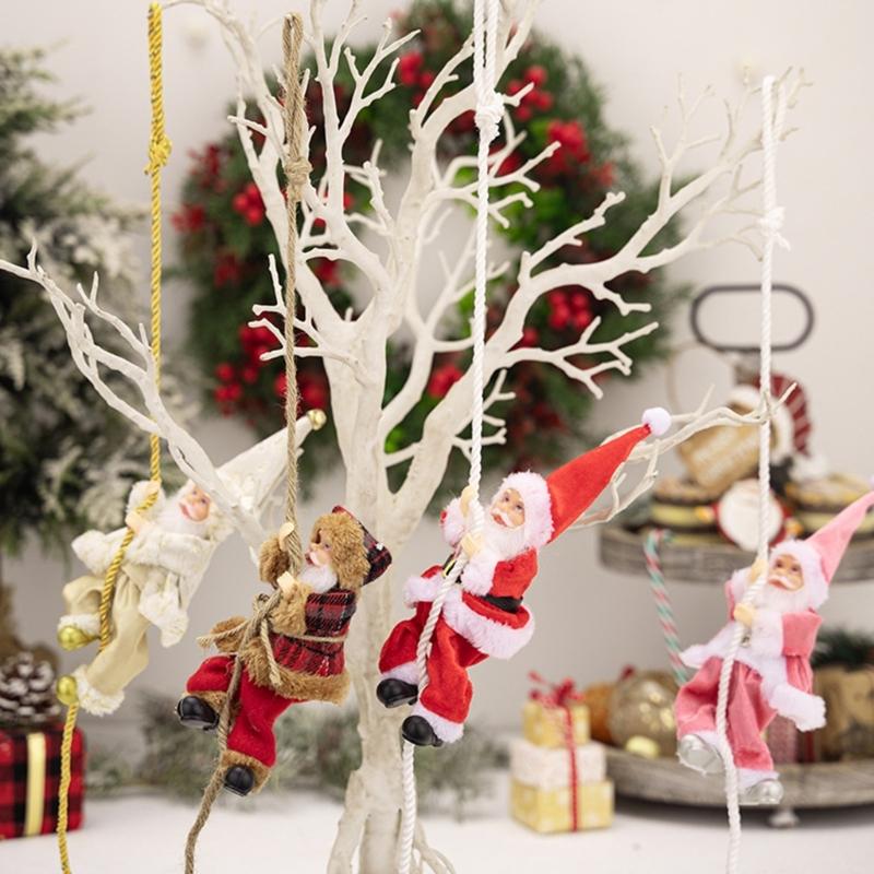 Christmas Tree Santa Doll Decorations With Rope Santa Clause Figure Resin Hanging Ornament For Home Party Decoration