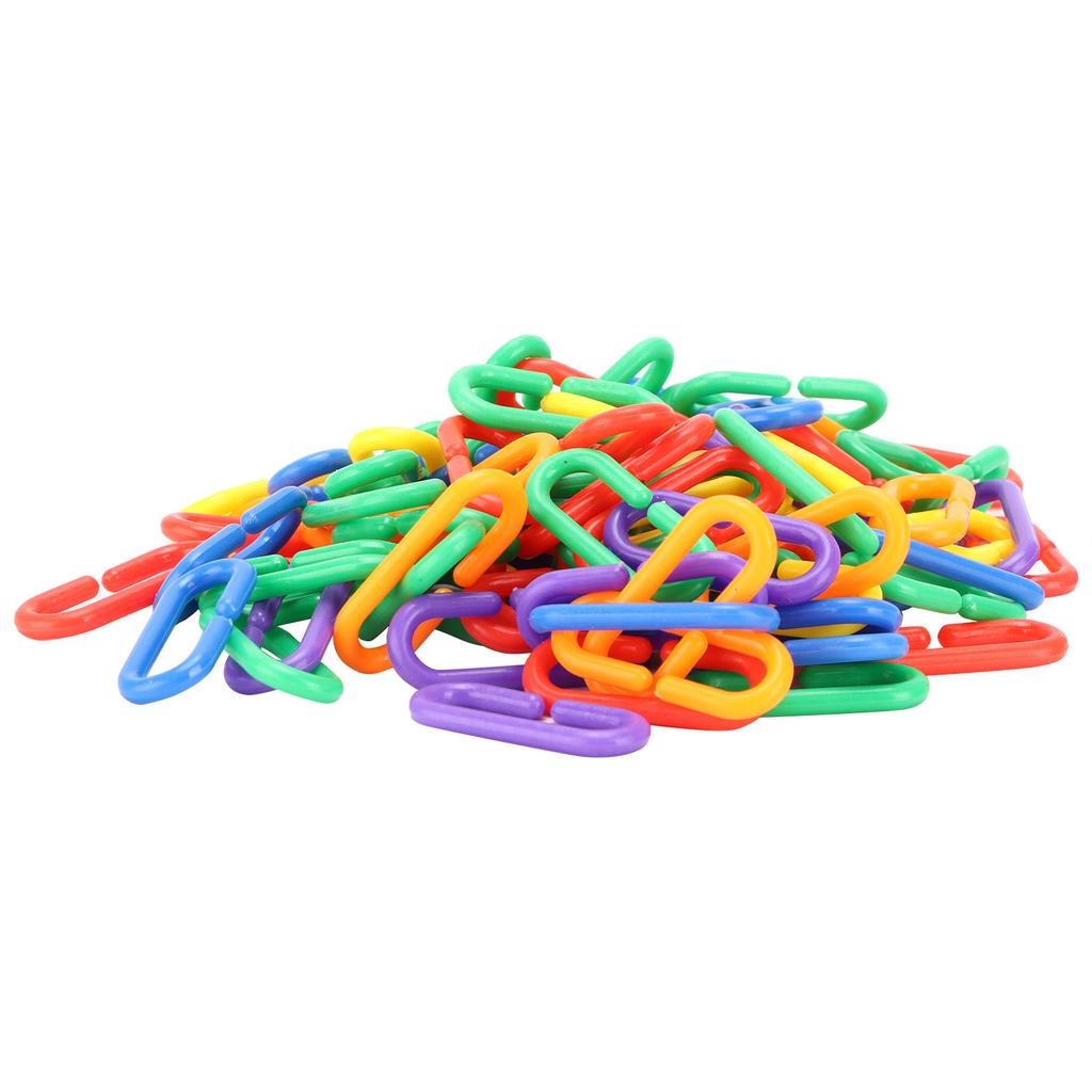 Plastic Chain Bird Toy Plastic CClips Hooks Chain Links Parrot Educational Bird Chewing Toy