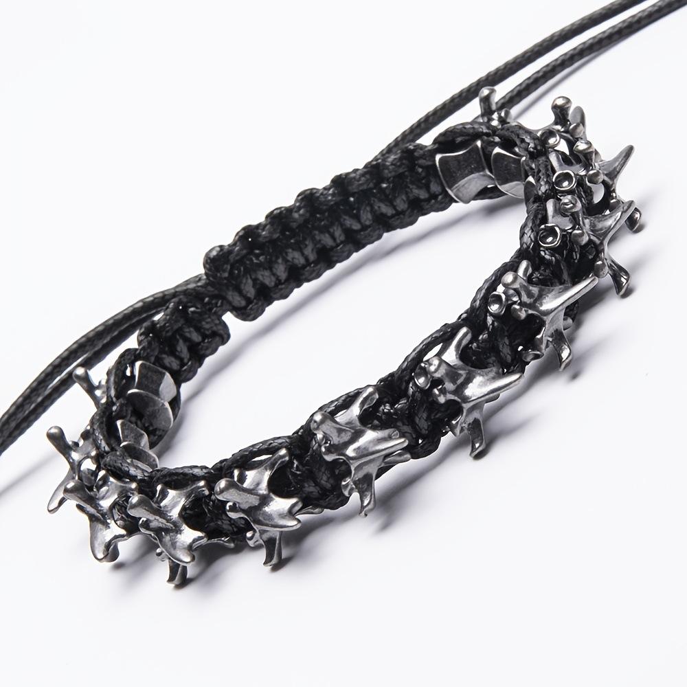 1Pc Personalized Punk Dark Alloy Keel Men s Woven Bracelet Size Adjustable
