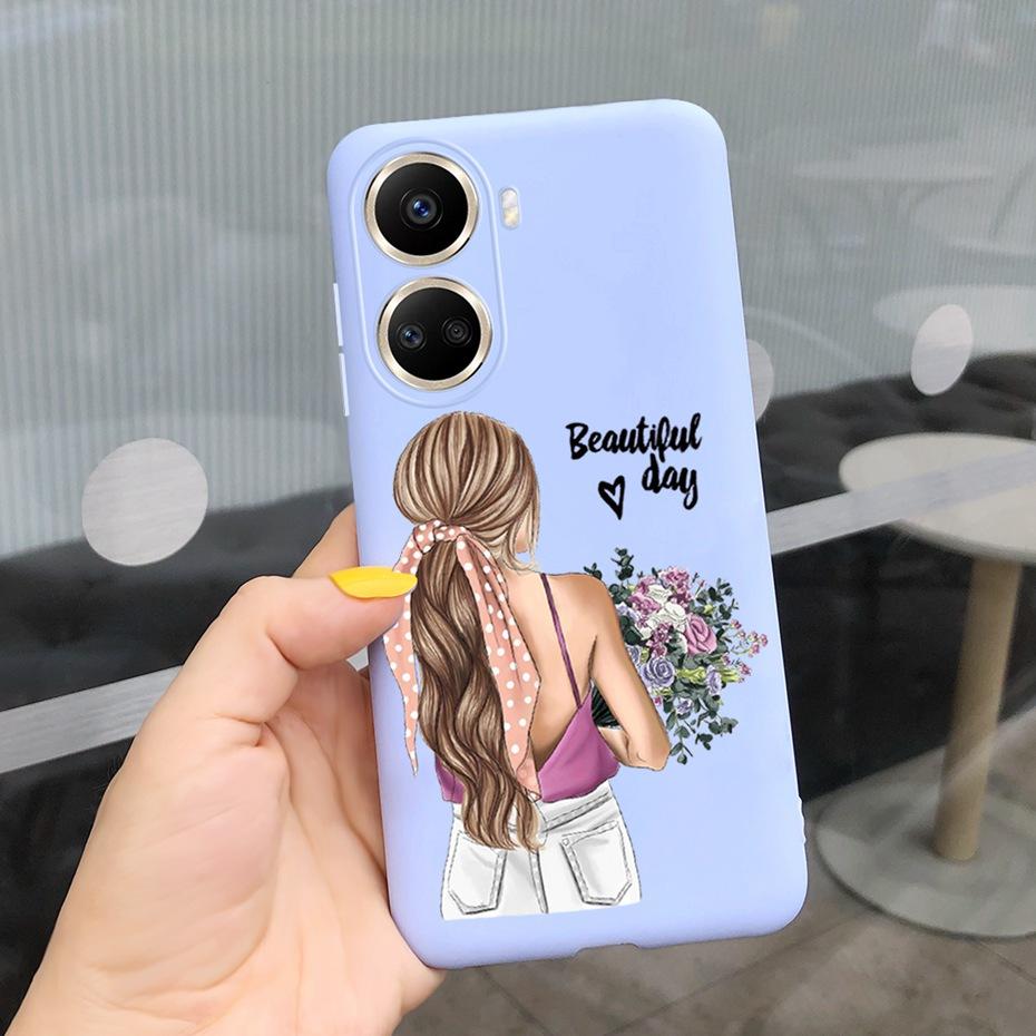 Cute Silicone Case For Huawei Nova 10 SE 2022 Fashion Girl Flower Phone Case For Huawei Nova 10 Pro Nova10 10Pro Soft Back Cover