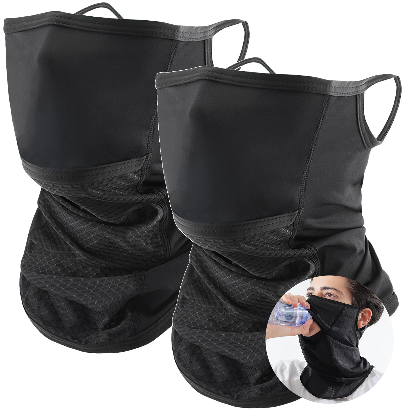 

Andeor Face Cover Neck Guard for Cyclists, Spring/Summer 2024 New Opening Design, Contact -5℃ Cooling Technology, UPF50+ Certified, Ear Hooks, чёрный