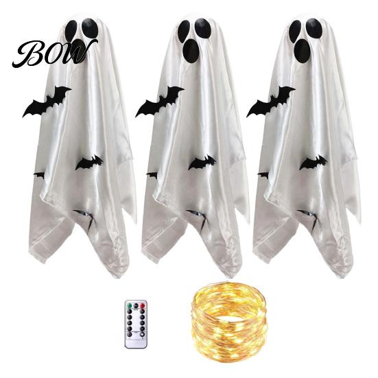 Halloween Hanging Ghost Decorations Scary Decor, Spooky Bat Print Decor for Porch Floating Tree Decoration Tree, Glow-in-the-Dark Outdoor Front