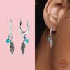 Vente Boucle d'oreille Ton Argent Pour Femmes Boucles d'oreilles Puces Plume Boucles d'oreilles Convient aux Boucles d'oreilles Originales Bijoux Fins JoyasTrendy Puce