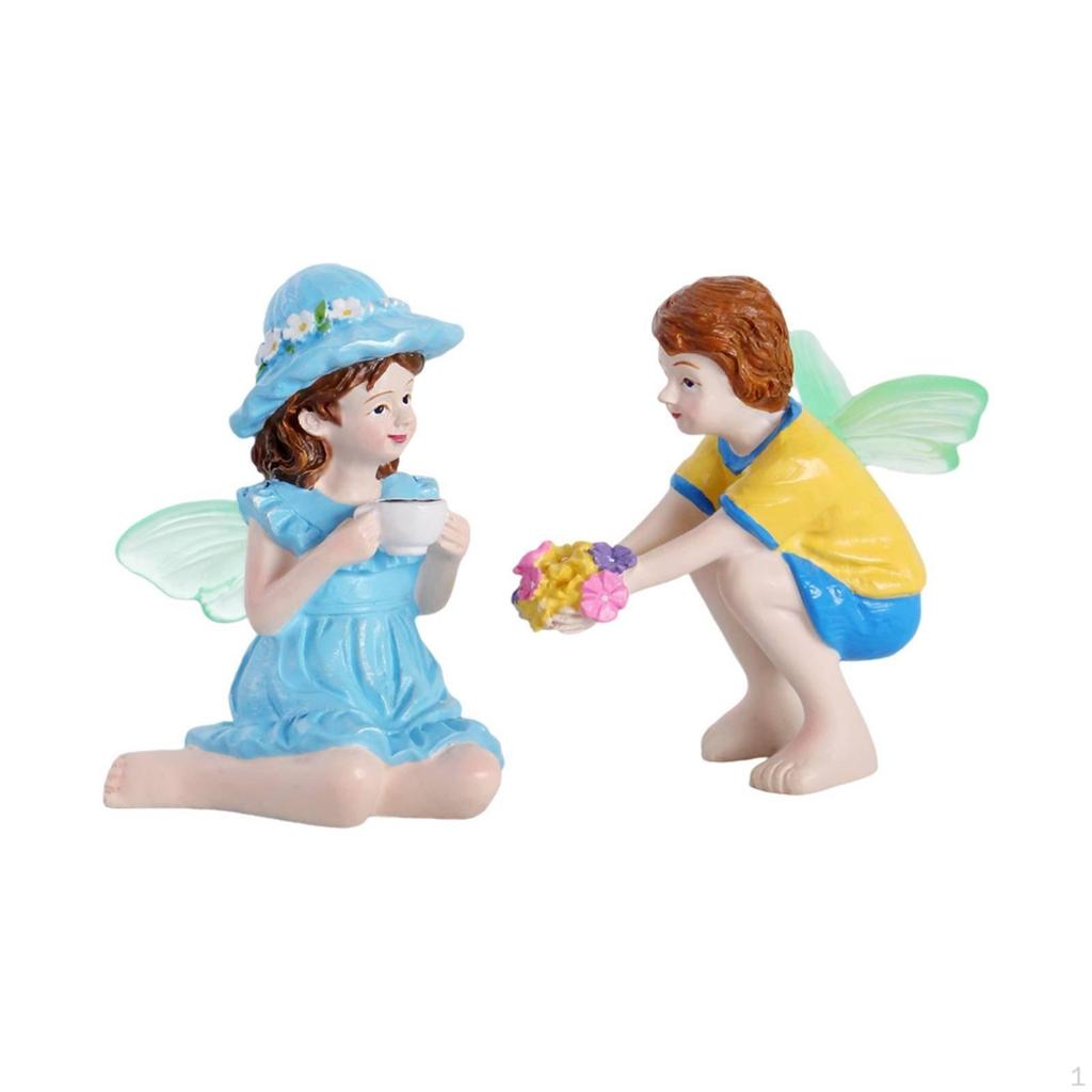 Boy and Girl Figurine Set Glowing Couple Figurines Cute Cartoon Type Miniature Statues