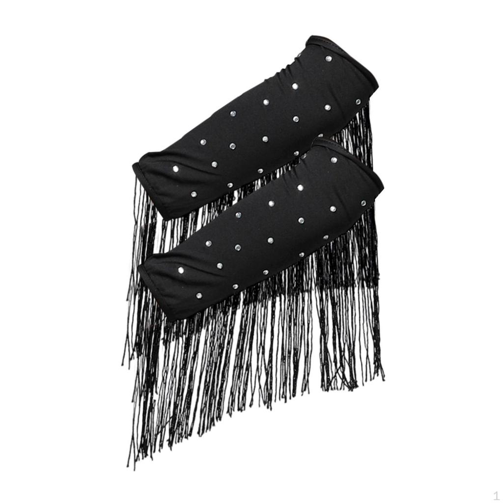 1 Pair Latin Dance Arm Sleeves Competitions Shiny Comfortable Tassel