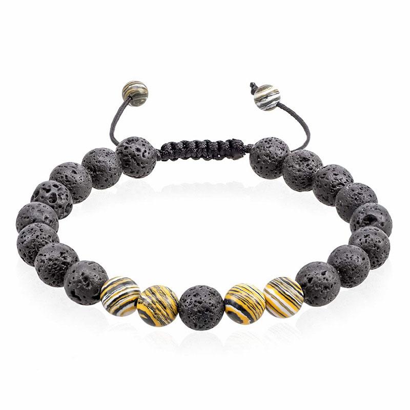 Black Lava Stone Crown Charm Tiger Eye Beads Bracelet For Men Women Braided Bracelets Handmade Adjustable  Pulseira