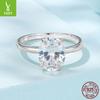 3.5 Carat Zircon Val Cut Engagement Ring Luxury Sparkle S925 Sterling Silver Ring