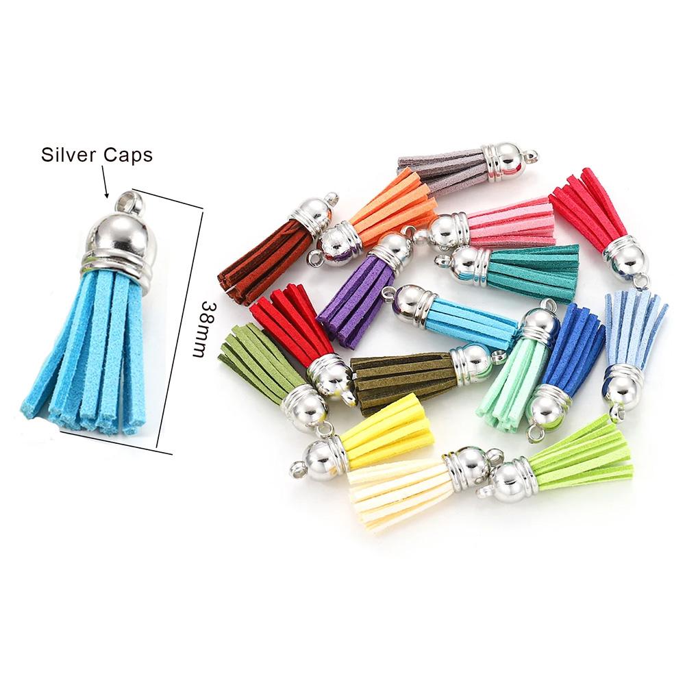 10/20/60pcs 38mm Vintage Leather Tassels Fringe For DIY Jewelry Making Keychain Cellphone Strap Pendant Accessories