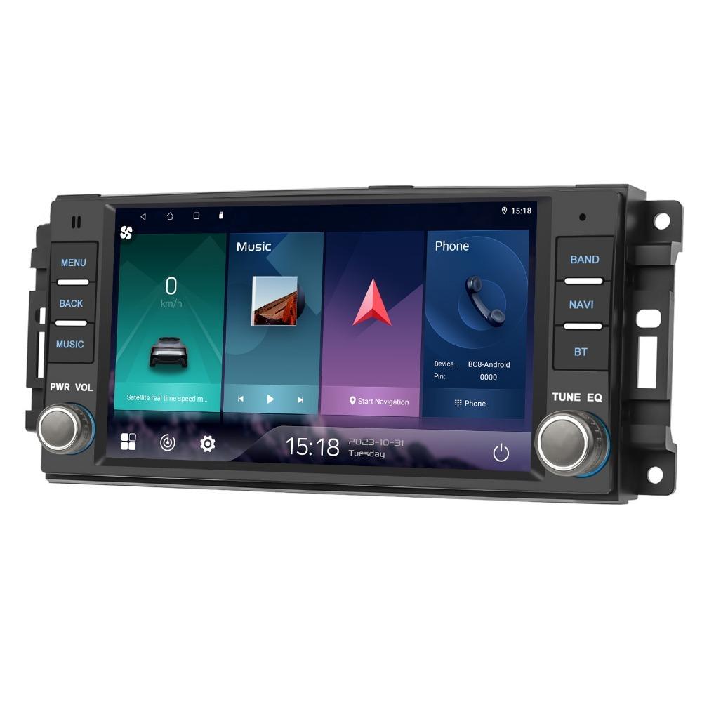 For 2Din Car Android Stereo GPS Player Ram Challenger Jeep Wrangler JK Head Unit Single Radio BT Carplay Multimedia