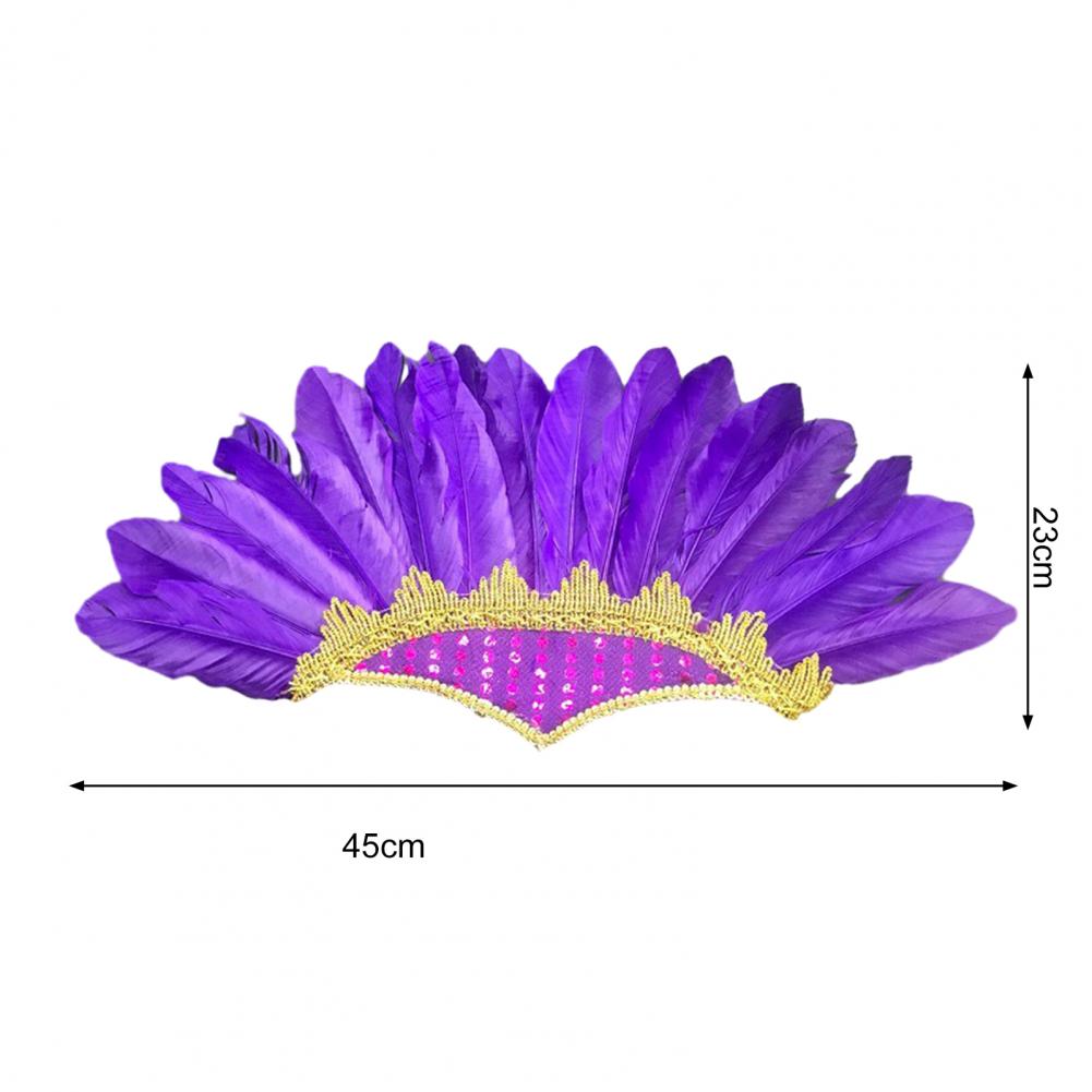 45cm Feather Cosplay Hat Carnival Indian Chief Hair Accessories Party Sparkling Embellished Headdress Colored Feather Headwear
