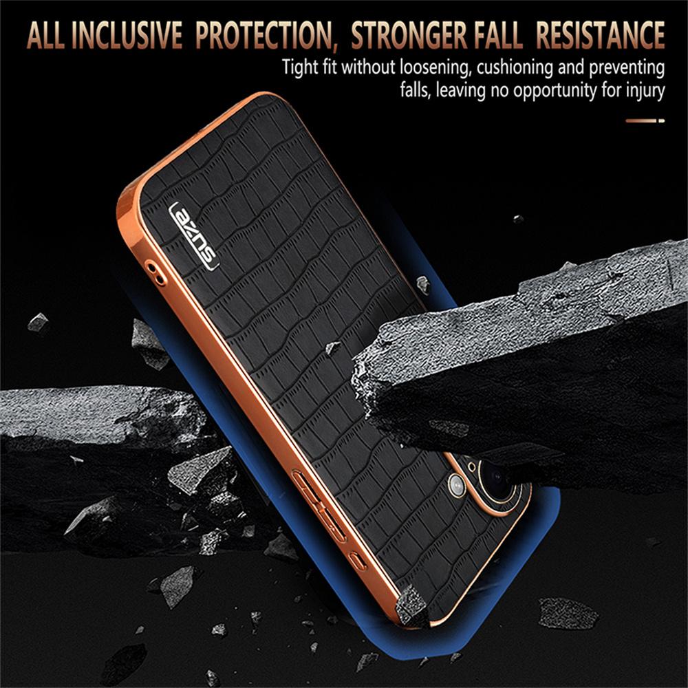 AZNS For iPhone 17 Case Electroplating Crocodile Texture PU+TPU Phone Cover