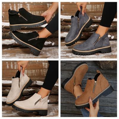 2025 Rundkopf Seitenreißverschluss Martin Stiefel Stiefeletten Dicksohlige Neu Herbst Große Größe 36-43 Damen Stiefeletten Damen