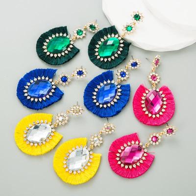 Women's Earrings Temperament Long Tassel Full Crystal Simple Versatile  Exaggerate Premium Small Drop Earrings