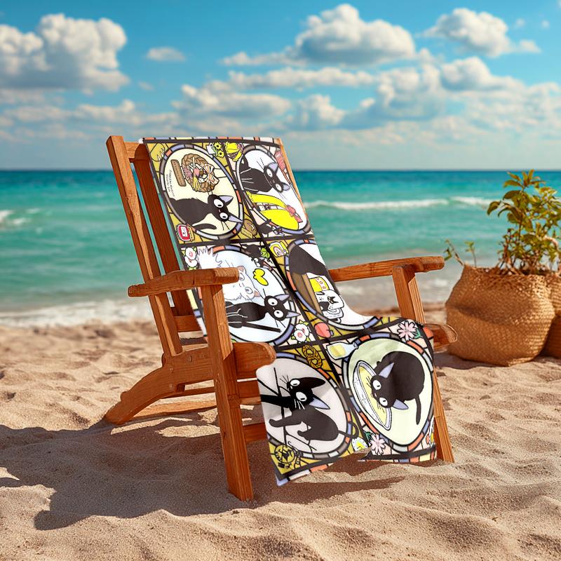 1Pc Journey Through Time Beach Towel, Quick Dry, Multi-Use for Beach Pool Gym Yoga Home Travel, Christmas, Halloween, Xmas Gift M928175