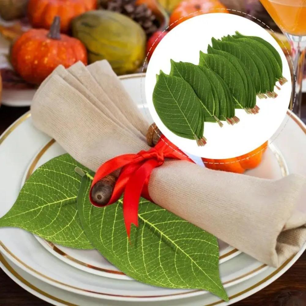 

50pcs Green Plants Artificial Magnolia Leaves Plastic Fake Plants Wedding Hotel Decor