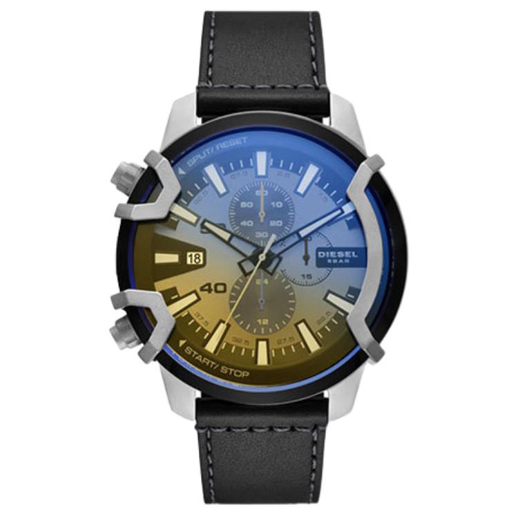 Diesel Quartz Watch Leather Strap Blue Dial Multifunctional Chronograph Calendar Polarized Men watches DZ4584 Black