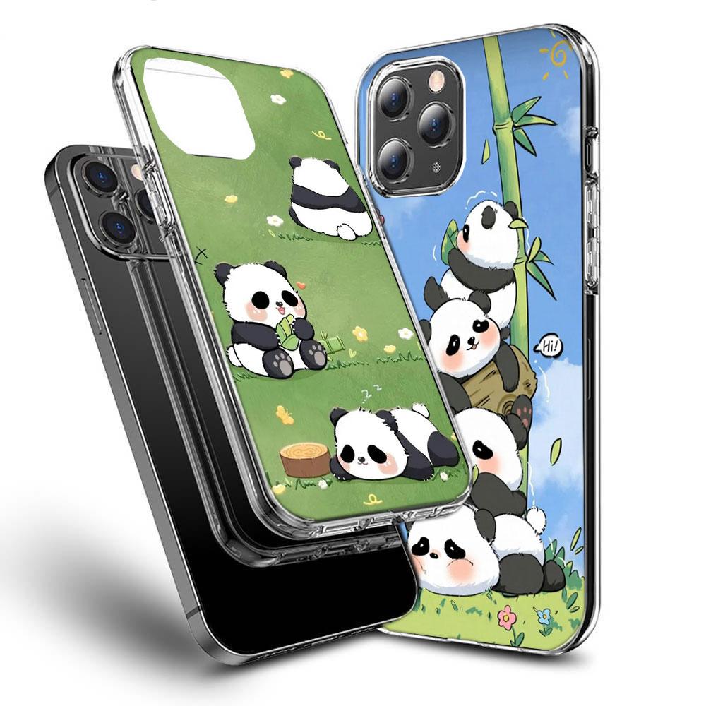 Very Cute Little Panda Phone Case For Iphone 16E 15 Pro 14 Plus 17E 16 17 Pro Max Air 11 12 13 Mini Shockproof Capa Cute Cove