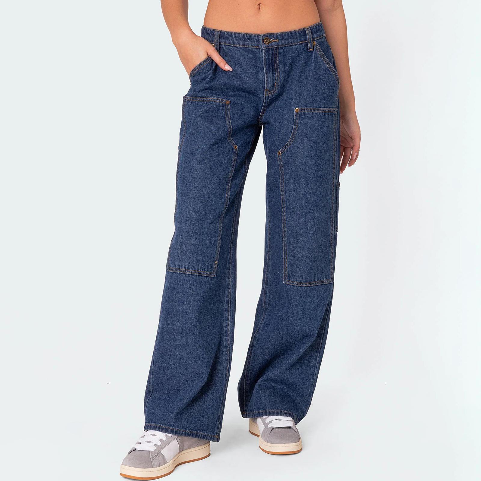 

Women s High Waist Washed Women s Jeans Fashionable Versatile Straight Leg Pants XL