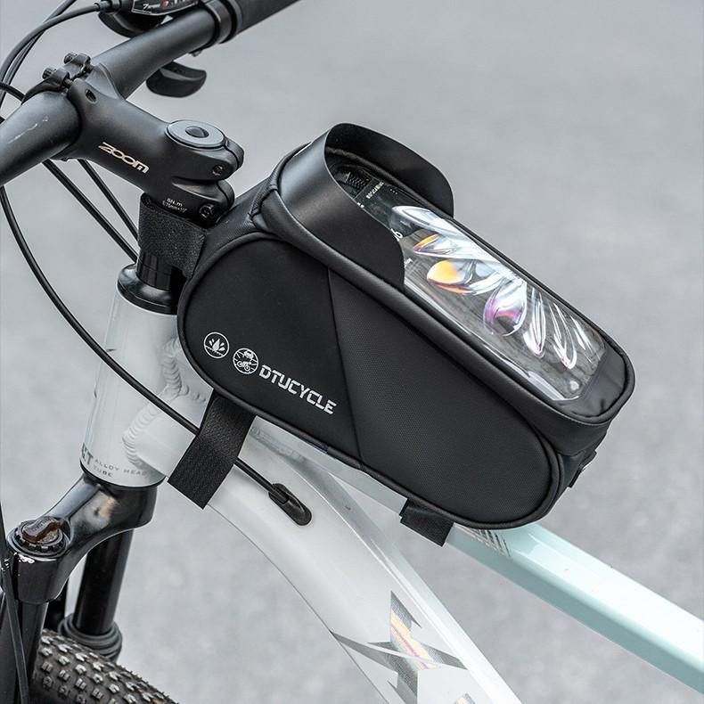 DTUCYCLE Waterproof Top Tube Bicycle Bag with Touch Screen Phone Holder