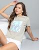 Monte Carlo Womens Printed Grey Round Neck Half Sleeve Top