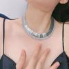 Exaggerated Personalized Wide Version Watch Strap Chain Diamond Necklace Light Luxury Elegant Neckchain Trendy Women Jewelry