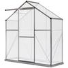 6 X 2.5ft Polycarbonate Greenhouse Walk-In Green House with Rain Gutter, Sliding Door, Window, Foundation, Dark Grey